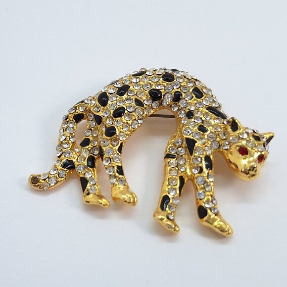 Vintage Panther Brooch with rhinestones and black enamel - Picture 7 of 10